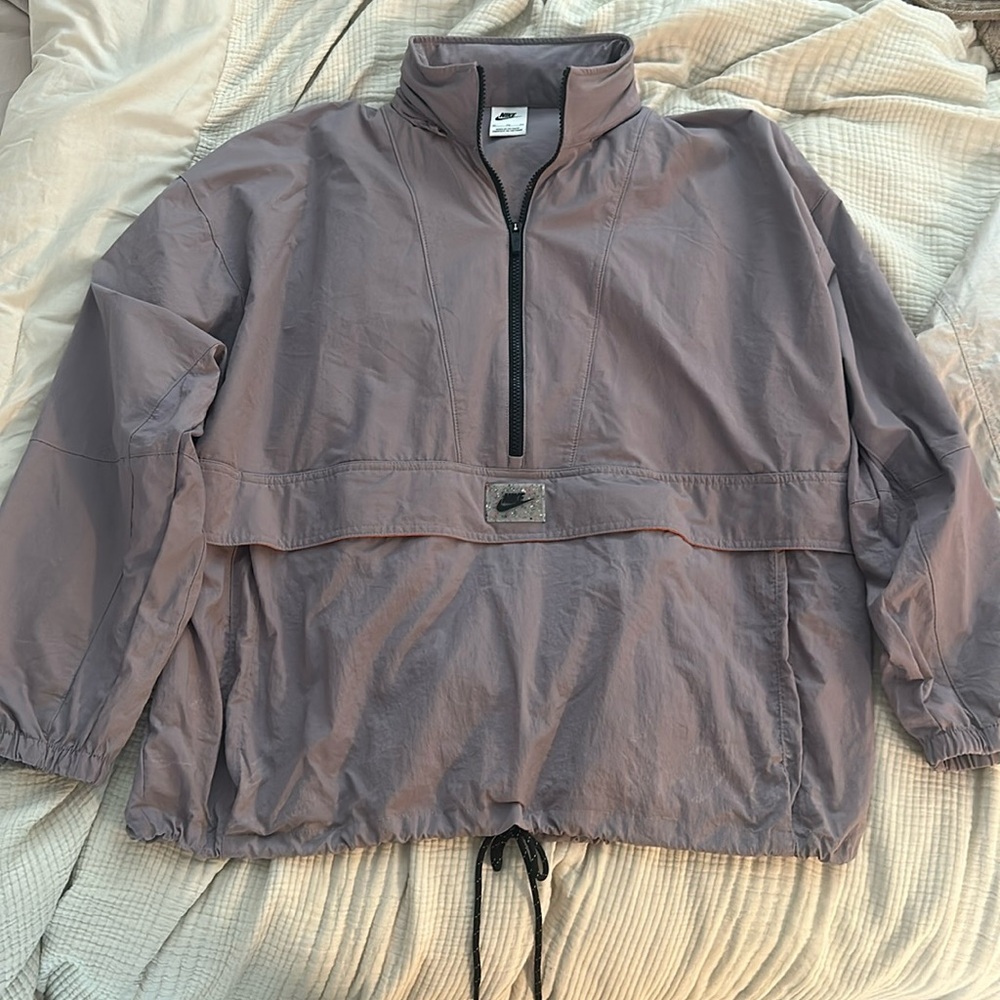Nike purple windbreaker half zip jacket with built in fanny pack